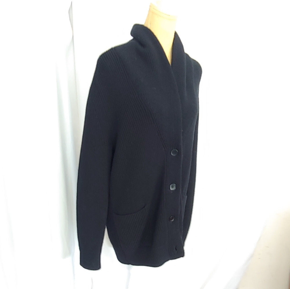 Everlane chunky  black wool cardigan coat